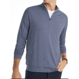 JOHNNIE O VAUGHN Mock 1/4 Zip Pullover Riptide Sz L Stripe Lightweight Sweater